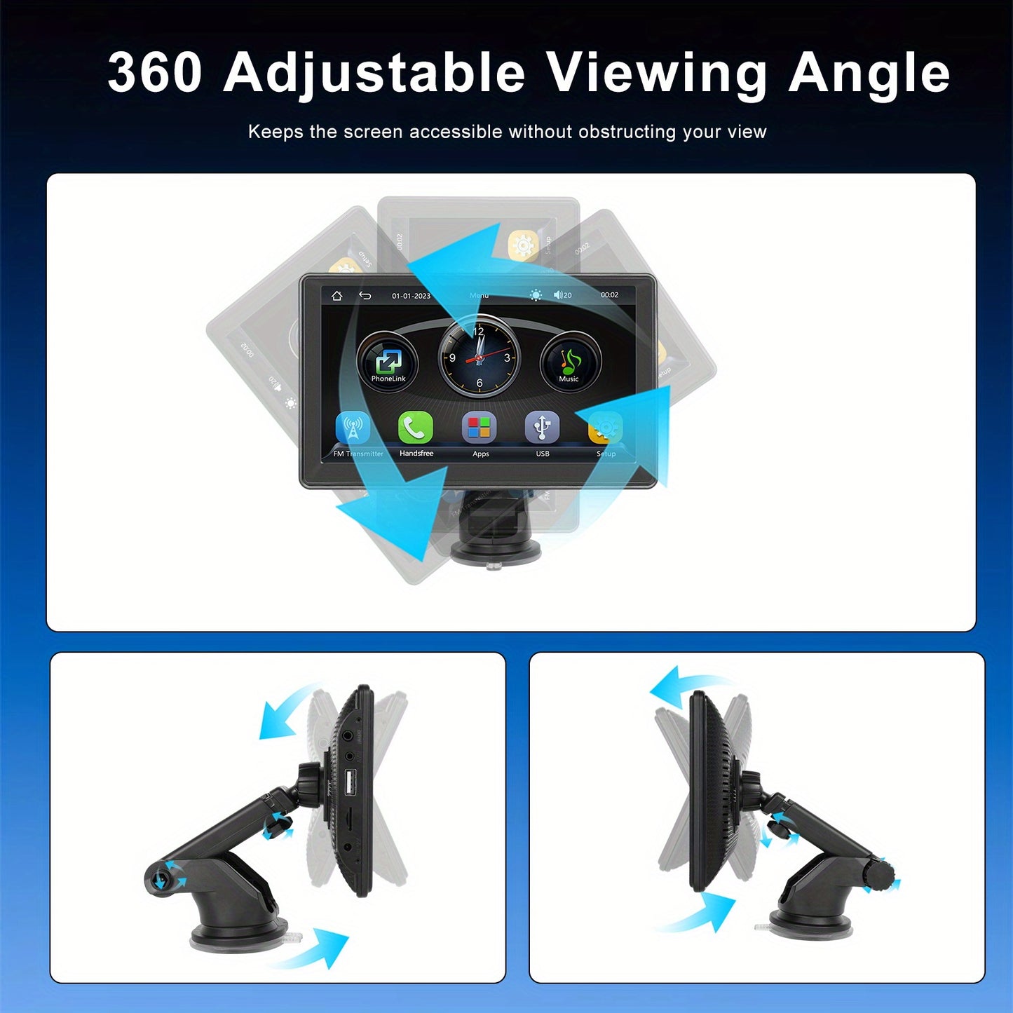 Sistem Auto Multimedia 7” cu CarPlay & Android Auto Wireless – Cameră Spate, AirPlay, FM și Control Vocal