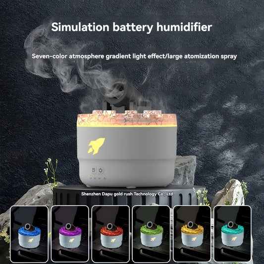 Umidificator Aromaterapie cu Efect Flacără Tip Tun, Silențios, Difuzor Elegant pentru Casă și Birou