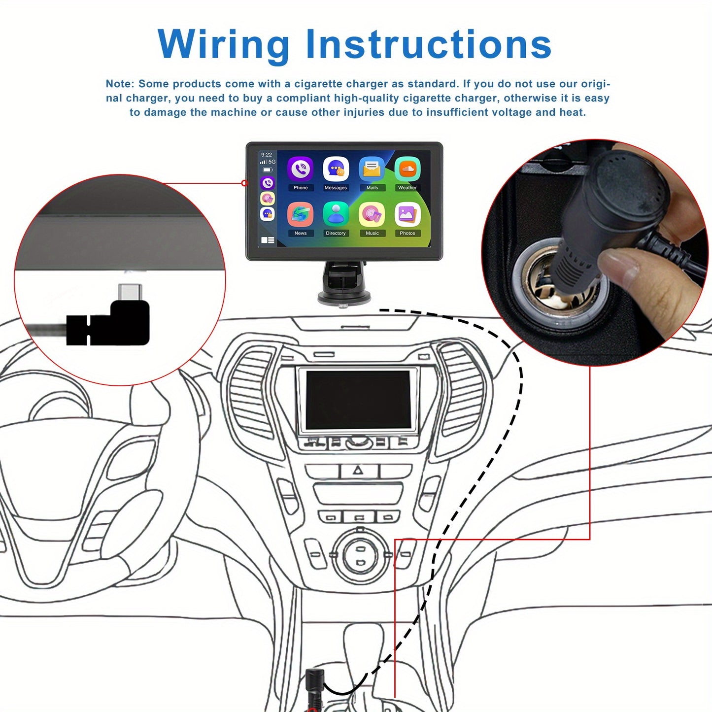 Sistem Auto Multimedia 7” cu CarPlay & Android Auto Wireless – Cameră Spate, AirPlay, FM și Control Vocal
