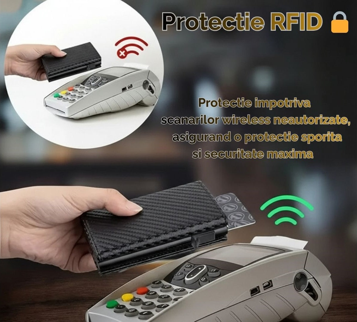 Portofel Unisex RFID Minimalist cu Suport Carduri Pop-Up și Compartiment pentru Bani Cash – Design Business