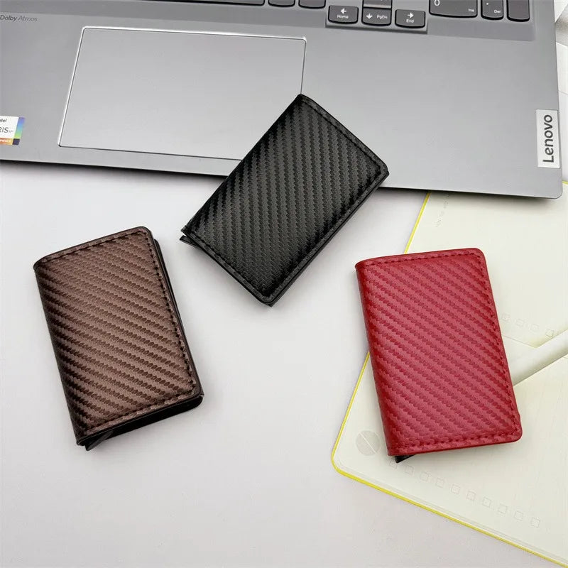 Portofel Unisex RFID Minimalist cu Suport Carduri Pop-Up și Compartiment pentru Bani Cash – Design Business