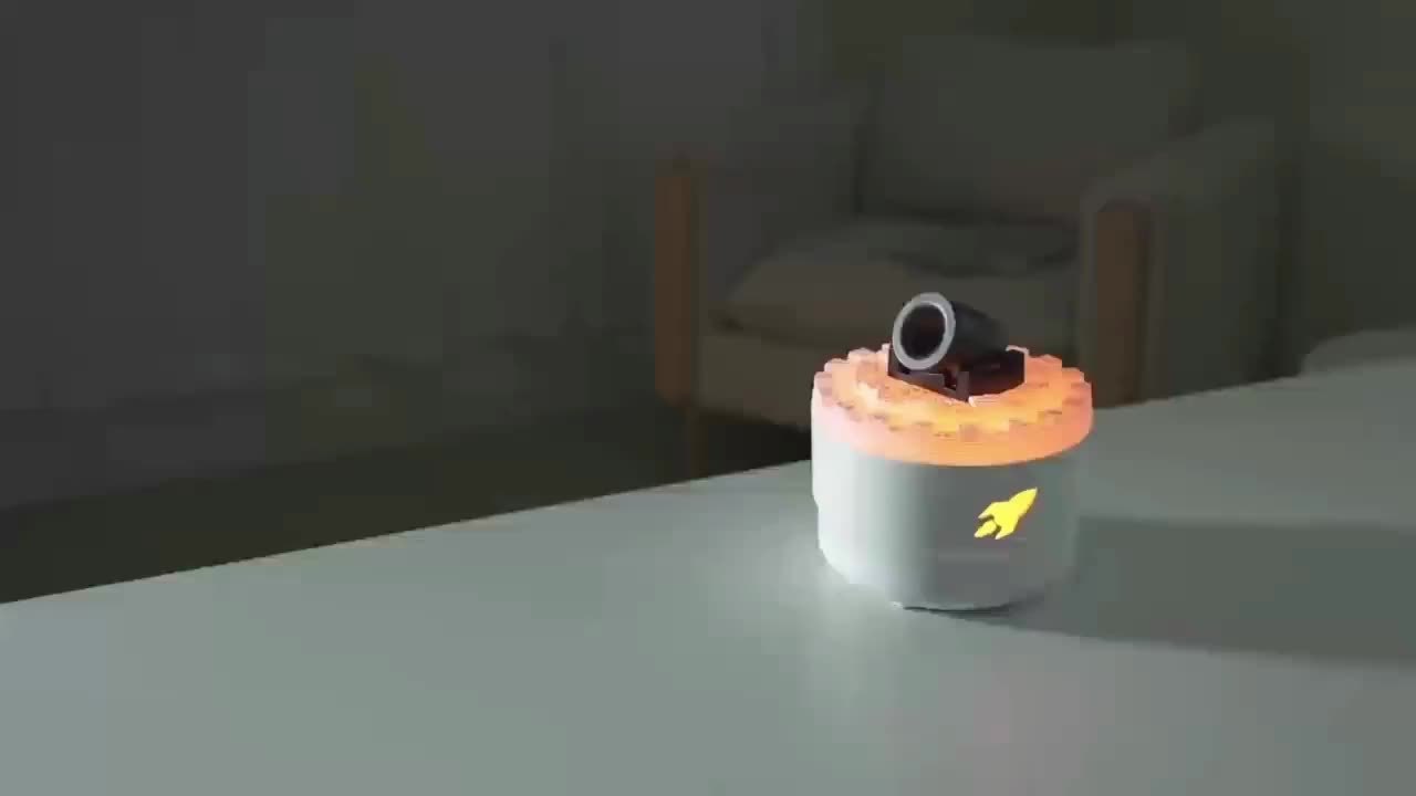 Umidificator Aromaterapie cu Efect Flacără Tip Tun, Silențios, Difuzor Elegant pentru Casă și Birou