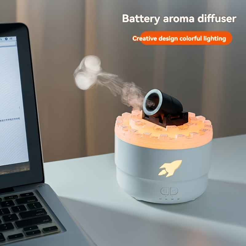 Umidificator Aromaterapie cu Efect Flacără Tip Tun, Silențios, Difuzor Elegant pentru Casă și Birou
