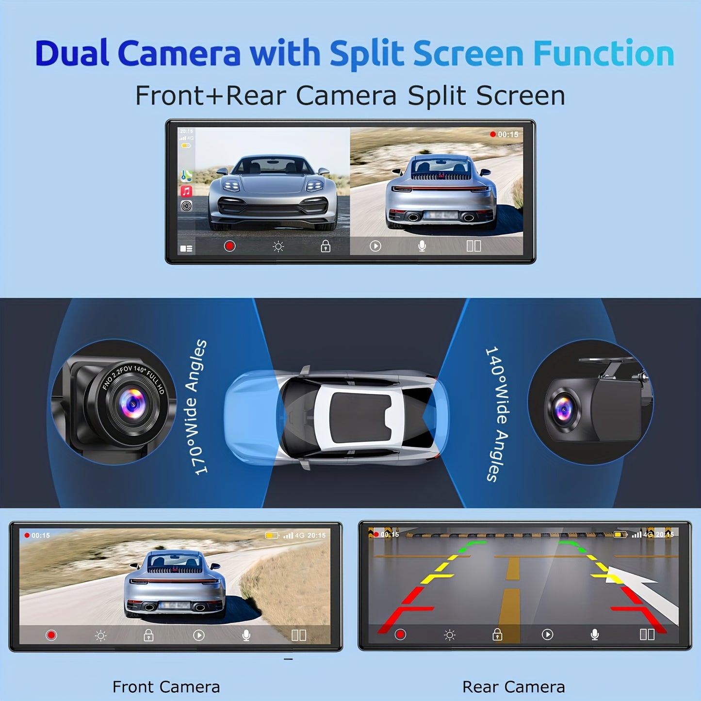 Sistem Auto Portabil 10,26” cu CarPlay Wireless și Android Auto, Cameră Duală, Hands-Free