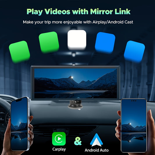 Sistem Auto Portabil 10,26” cu CarPlay Wireless și Android Auto, Cameră Duală, Hands-Free