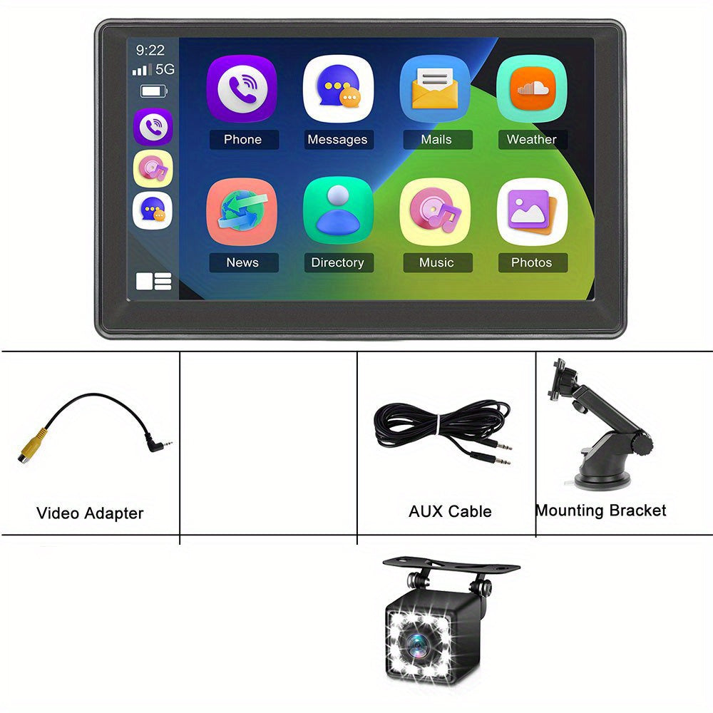 Sistem Auto Multimedia 7” cu CarPlay & Android Auto Wireless – Cameră Spate, AirPlay, FM și Control Vocal