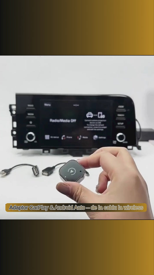 Adaptor Wireless CarPlay & Android Auto 2-în-1 – Conectare Rapidă și Plug & Play pentru iPhone